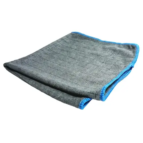 Microfasertuch-Teske Premium Microfasertuch, grau mit blauer Naht, für die Reinigung, zum Trocknen und Polieren von lackierten Oberflächen, Stein und Glas