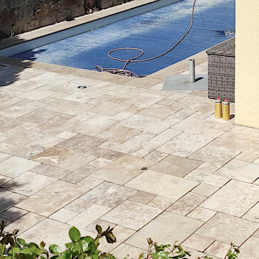 Travertin Terrasse selbst reinigen